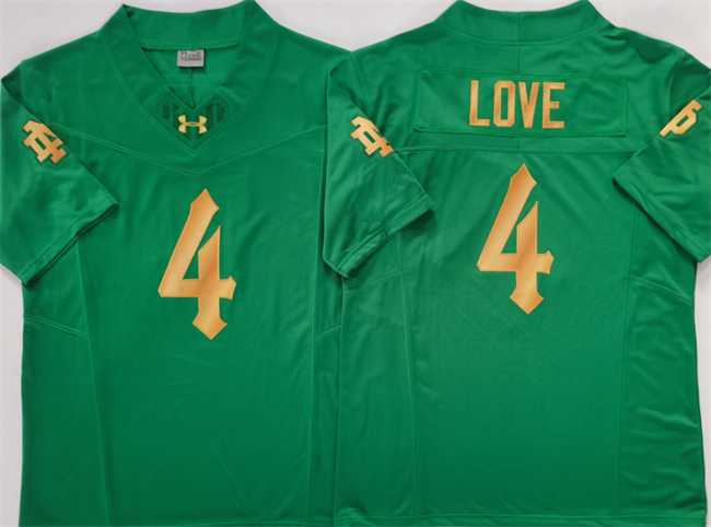 Mens Notre Dame Fighting Irish #4 Jeremiyah Love Green 2025 F.U.S.E. Limited Stitched Jersey